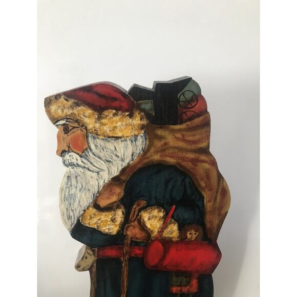 Signed & Numbered Santa Claus Hand painted Wood Folk Art Primitive Christmas VTG - Picture 2 of 6